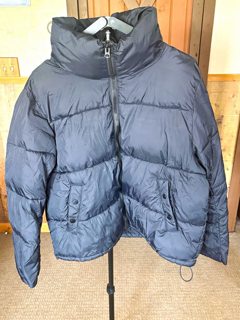 Hudson Jeans Stormy Puffer Jacket Men’s Large Gray Quilted Funnel Neck MSRP $358